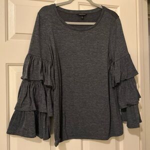 Banana Republic Women's Gray Ruffle Sleeve Top